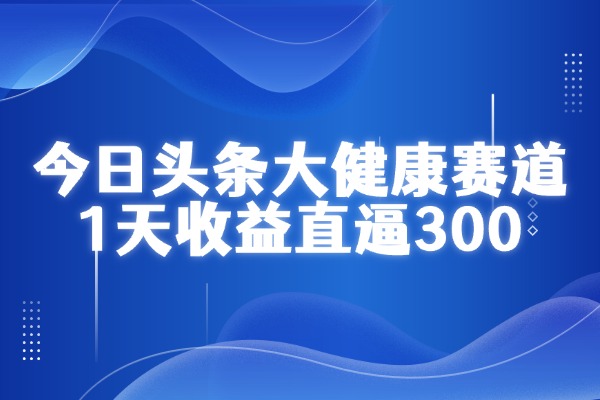 黎远笔记：今日头条大健康赛道，1天收益直逼300