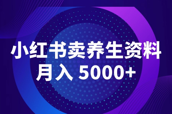 零成本搞副业，小红书卖养生资料也能月入 5000+